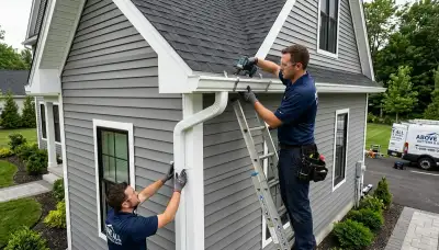 Seamless gutter installation on Orlando FL home by vinyl siding experts Next Level Exteriors