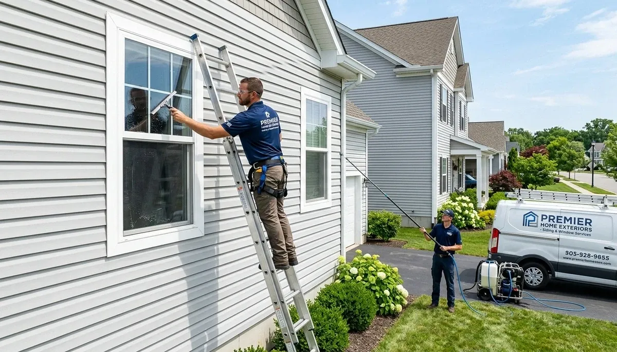 Professional window cleaning service for vinyl siding homes in Orlando, FL exterior maintenance